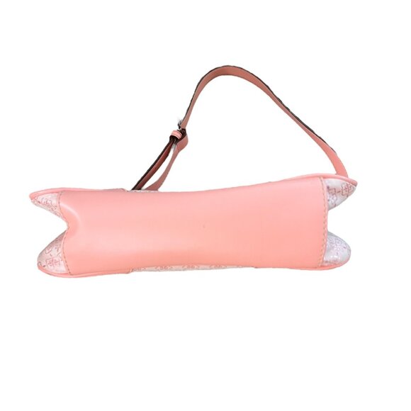 Y2K Liz Claiborne Canvas Faux Leather Shoulder Bag PinkCoquette Barbiecore - Picture 7 of 16